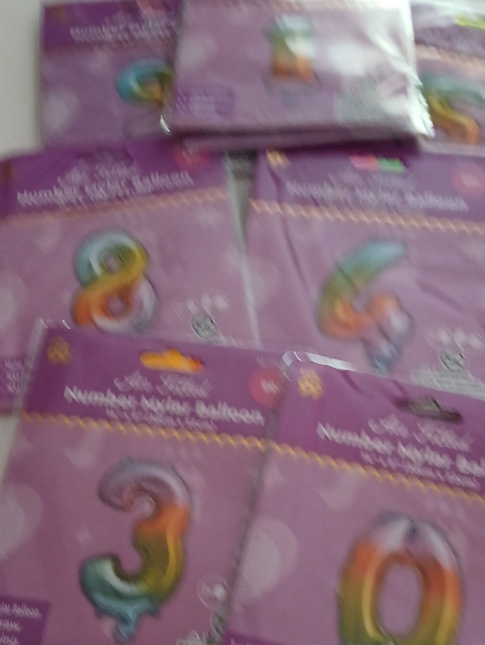 Party Number Balloon Pack - Rainbow Foil Numerals (Purple Packaging)